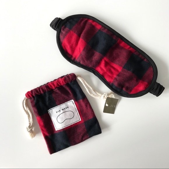 NWT J.Crew Red Buffalo Check Plaid Sleep Mask - Picture 10 of 10